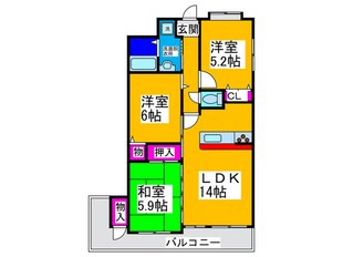 フロ－ラ東館の物件間取画像